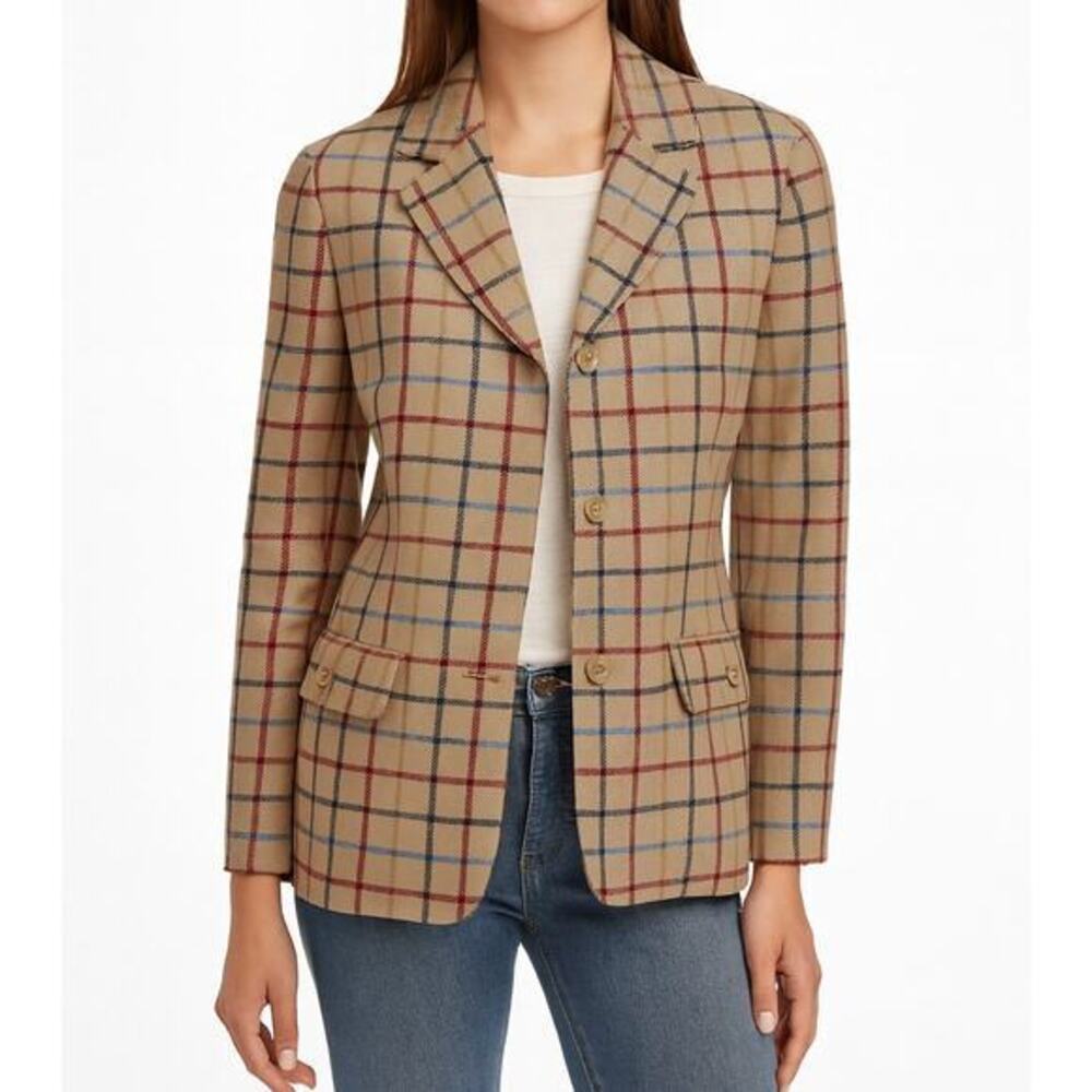 Pendleton‎ Women's Wool Blazer Tan Plaid Size 12